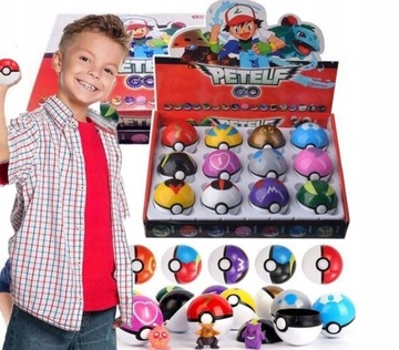 POKEMON 12 SZT POKEBALL + 12 SZT FIGUREK ZABAWKA