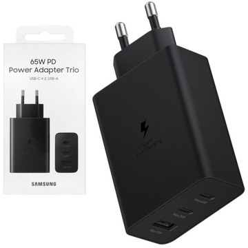 Oryginalna Szybka Ładowarka Samsung Trio 65W do Galaxy S23 i S24 Ultra