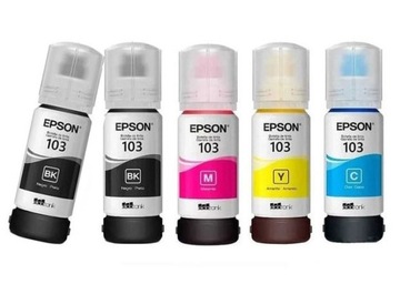 2x Czarny i 3x Kolory ZESTAW Oryginalne Tusze Epson 103 atrament oryginał