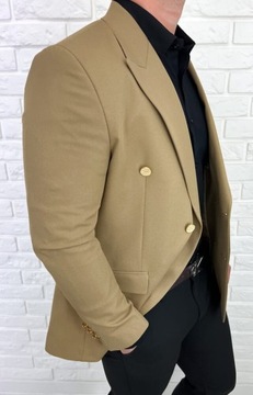 Мужской элегантный двубортный пиджак бежевого цвета H95 50