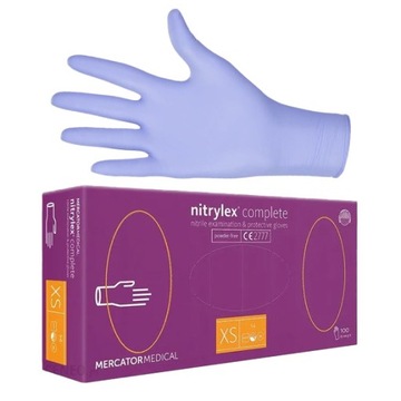 Rękawiczki Nitrylowe Mercator NITRYLEX COMPLETE 100 sztuk XS DLA ALERGIKÓW