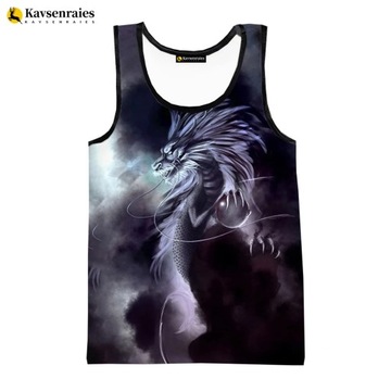 2023 China Dragon 3D Print Vests Men Women Summer