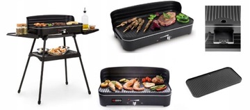 DUŻY XXL GRILL ELEKTRYCZNY OGRODOWY DO DOMU NA TARAS BALKONOWY BEZDYMNY 2W1