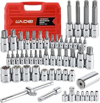 Zestaw wkładek Torx LLNDEI, 1/4, 3/8, 1/2, 53 szt.