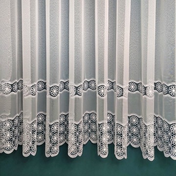 Белая гипюровая штора, аппликация, 2 линии, 180 см*1 м