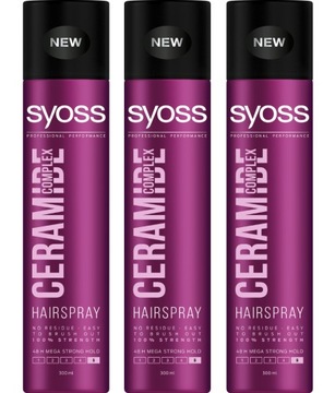 3X LAKIER DO WŁOSÓW BARDZO MOCNY SPRAY 300ML SYOSS