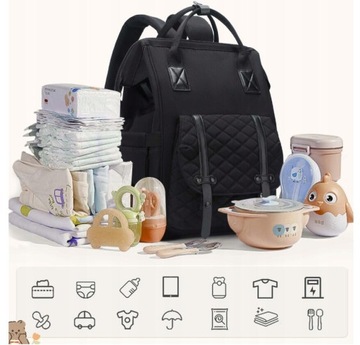 рюкзак Сумка для подгузников с карманами и ремнями для коляски, водонепроницаемая