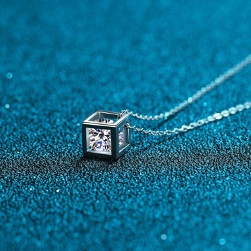 S925 Srebrny Mosang Diamond Candy Love Rubik's Cube Naszyjnik wisiorek