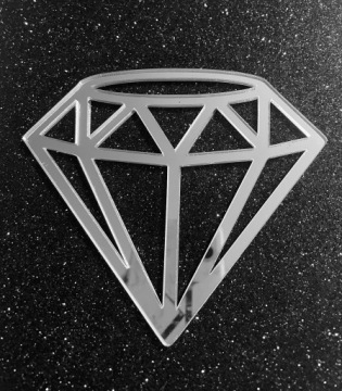 Боковой топпер для торта, бриллиант, серебряное зеркало.