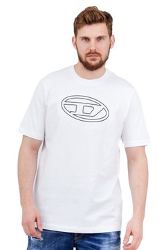 DIESEL Biały t-shirt męski z wytłaczanym logo r L