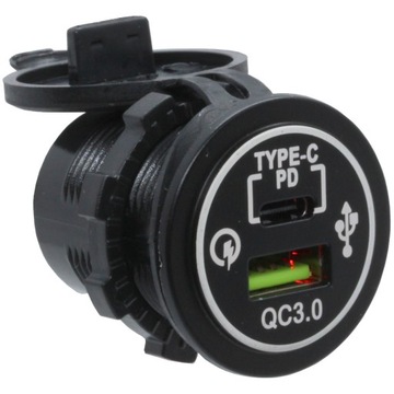 РАЗЪЕМ ДЛЯ ЗАРЯДКИ USB A + USB C QC КРАСНАЯ ПОДСВЕТКА