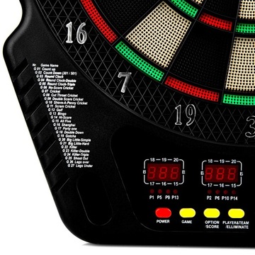 Tarcza elektroniczna dart Duża+6rzutek Led 240gier 2-16 graczy Narvi Pro
