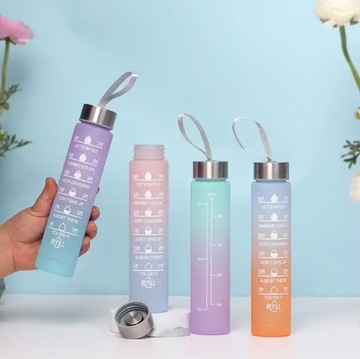 Набор из 3 бутылок MOTIVATION BOTTLE с мерным стаканчиком Мотивационная бутылка для воды