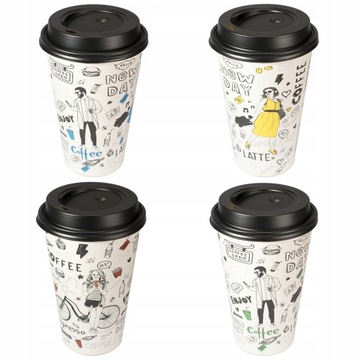 БУМАЖНЫЕ КРУЖКИ NEW DAY КОФЕ 400МЛ + КРЫШКА 50 ШТ (для перепродажи)