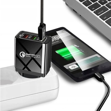 БЫСТРАЯ ЗАРЯДКА 3x USB QC БЫСТРОЕ СЕТЕВОЕ ЗАРЯДНОЕ УСТРОЙСТВО