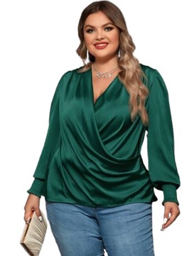 SHEIN BLUZKA PLUS SIZE SATYNOWA ZIELONA 44 ŁKA