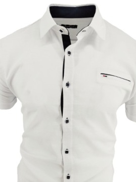 МУЖСКАЯ БЕЛАЯ РУБАШКА С ЗНАКОМ, КОРОТКИЙ РУКАВ, M