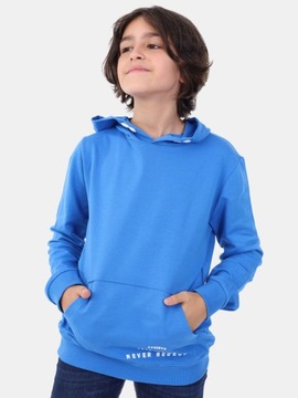 BLUZA CHŁOPIĘCA DRESOWA KAPTUR niebieska 116-122