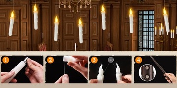 20 ШТ. ПЛАВАЮЩАЯ БЕСПЛАМЕННАЯ СВЕЧА С ДИСТАНЦИОННОЙ ПАЛОЧКОЙ, СВЕЧИ ДЛЯ ХЭЛЛОУИНА