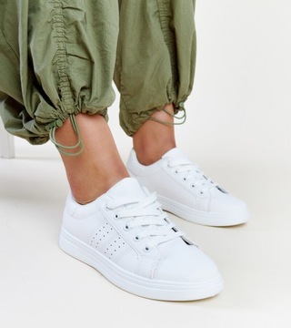 Женская спортивная обувь, кроссовки белые, экокожа 28744, размер 38.