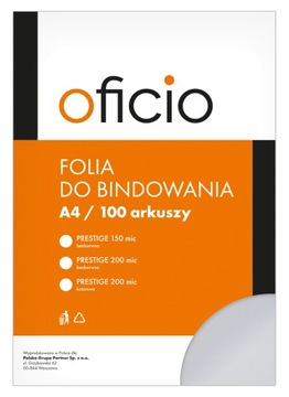 Folia do bindowania bezbarwna 200 mic a4 Oficio