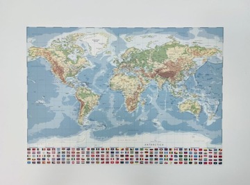 Большой настольный коврик КАРТА МИРА и ФЛАГИ 70x50