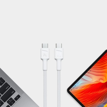 Белый кабель Прочный USB-кабель 60 Вт USB-C — USB-C тип C, подача питания 2 м