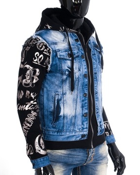 Kurtka Cipo Baxx Bluza + Jeans Kaptur Jeansowa Męska Katana Skull