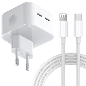 Szybka ładowarka do iPhone kostka podwójna USB-C 35W kabel Lightning