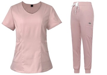 KOMPLET MEDYCZNY DAMSKI SCRUB UNIFORM MUNDUREK JASNORÓŻOWY ROZMIAR M