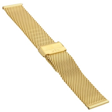 Złota siatkowa bransoleta stalowa do zegarka Bisset GRUBY MESH 24mm 24 mm