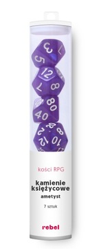 Komplet kości REBEL RPG - Kamienie Księżycowe - Ametyst