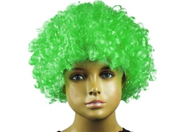 PERUKA AFRO ZIELONA ZIELONE KRĘCONE WŁOSY