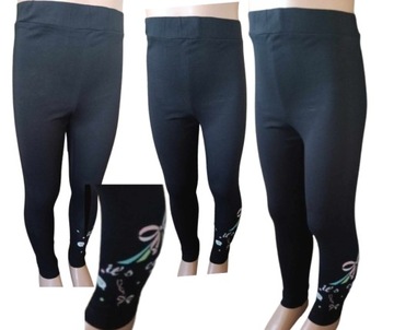Legginsy getry cienkie DZIEWCZYNKI CZARNE 116-122