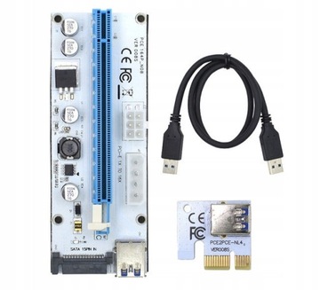 Riser 008S USB3.0 PCI-E 1x-16x 6-контактный SATA с питанием