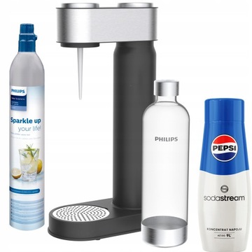 Saturator PHILIPS czarny inox + PEPSI SodaStream