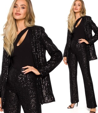 CEKINOWA DŁUGA MARYNARKA BEZ ZAPIĘCIA