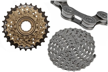 ZESTAW NAPĘDOWY SHIMANO WOLNOBIEG 6 TZ50 + ŁAŃCUCH HG40