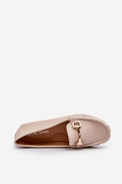 КЛАССИЧЕСКИЕ ЖЕНСКИЕ МОКАСИНЫ ИЗ ЭКО КОЖИ С ДЕКОРАЦИЕЙ, БЕЖЕВЫЙ 40