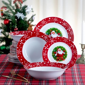 Рождественский набор тарелок Рождественский 40 штук Дед Мороз
