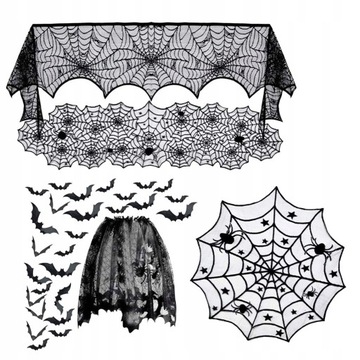 Pajęcza sieć obrus na halloween zestaw dekoracji