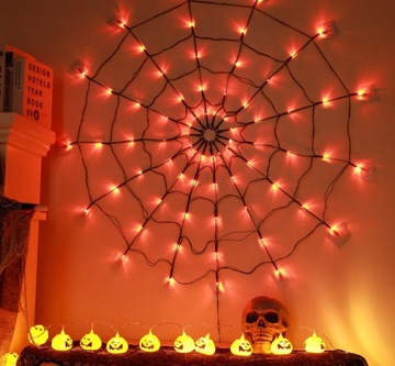 SPIDER WEB 70 СВЕТОДИОДНОЕ ИСКУССТВЕННОЕ ОСВЕЩЕНИЕ ДЛЯ ХЭЛЛОУИНА ОРАНЖЕВОЕ