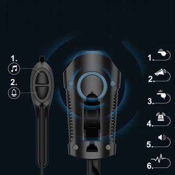 Светодиодный фонарь на руль BIKE ПЕРЕДНЯЯ + ЗАДНЯЯ СЧЕТЧИКА Набор звуковых сигналов Strong