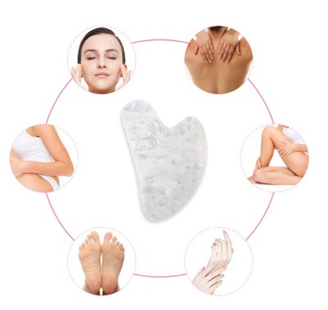 МАССАЖЕР ДЛЯ ЛИЦА ГУА ША КАМЕННАЯ КВАРЦЕВАЯ ПЛАСТИНА