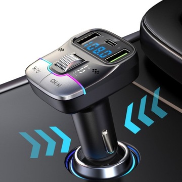 FM-ПЕРЕДАТЧИК BLUETOOTH БЫСТРОЕ ЗАРЯДНОЕ УСТРОЙСТВО QC USB PD 15 Вт МУЗЫКАЛЬНЫЙ ПЛЕЕР