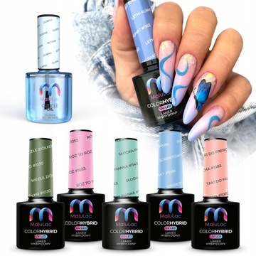 Zestaw 5x lakier hybrydowy MaluLac OLIWKA GRATIS