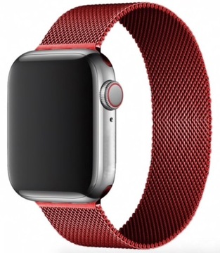 PASEK BRANSOLETA MEDIOLAŃSKA STALOWA DO APPLE WATCH 38 40 41 MM CZERWONA