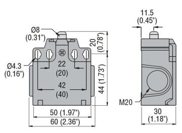 Wyłącznik krańcowy 1R 1Z migowy tworzywo trzpień wciskany KCA1S11
