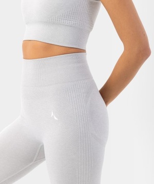 LEGGINSY SPORTOWE SZARY MELANŻ WYSOKI STAN MODELUJĄCE BIEGANIE - S