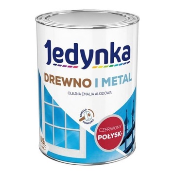 JEDYNKA Emalia 0,9L czerwony połysk drewno metal